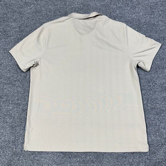 Perry Ellis Cream Striped Knit Short Sleeve Collared Polo Shirt Size XL - Picture 5 of 6